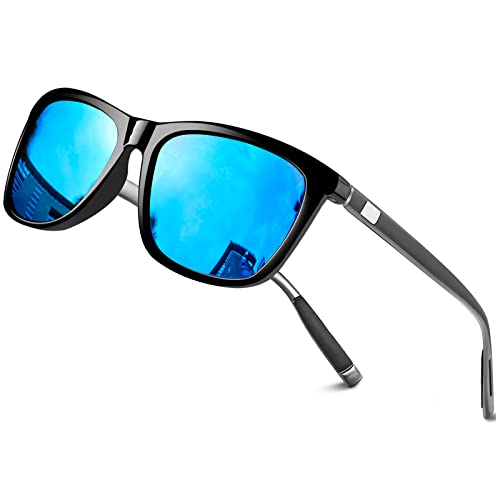 KANASTAL Lunettes de Soleil Homme Femme Polarisées Mode Lunette de Soleil Rectangle Miroir Bleu Classique Rétro avec Protection UV400 pour Conduite Pêche...