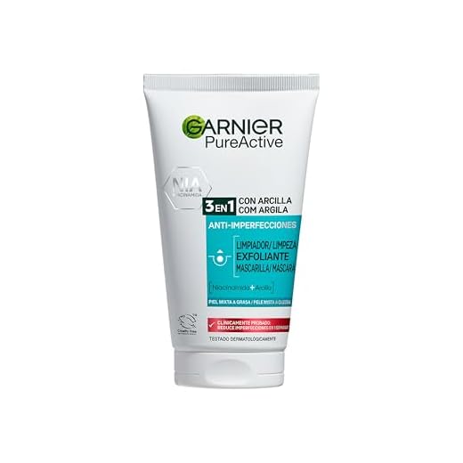 Garnier Skin Active Pure Active 3 en 1 Limpiador, Exfoliante y Mascarilla - 150 ml