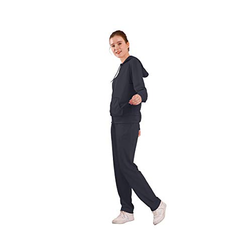 LeeHanTon Velour Tracksuit Womens Jogging Outfit Set Active Zip Up Hoodie and Sweatpant 2 Pieces Sweatsuits Loungewear (Charcoal-ljs300, X-Large)
