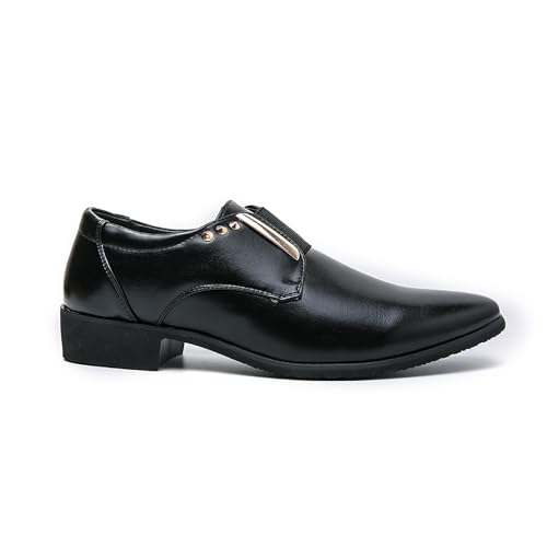 Men's Oxford Formal Classic Luxury Dress | Elastic Straps | Low Heel | Business & Wedding Leather