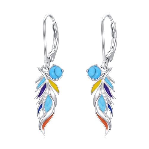 YYB Turquoise Dangle Earrings for Women 925 Sterling Silver Western Teardrop Bohemian Drop Earrings Christmas Gift for women