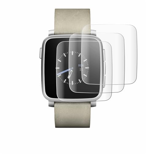savvies 4 Unidades Full Screen Protector para Pebble Time Steel Full Cover Protector Pantalla [3d Curvo, Pantalla Completa, Transparente]