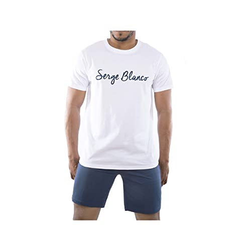 Serge Blanco Pyjama Homme Court 100% Coton, Vêtements de Nuit Homme, Ensemble Doux et Confortable,...