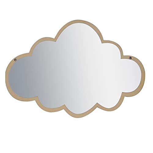 Image of Mirror Cloud Wooden Mirror Cartoon Safety Shatterproof Mirror Wall Sticker Nordic Bedroom Nursery Decoration Mirror