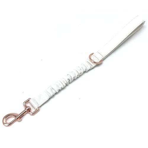 18" Short Dog Leash Comfortable Soft Nylon Bungee Resistance Elastic Short Leash for Large and Medium Dogs (Off-White, 18"-24")