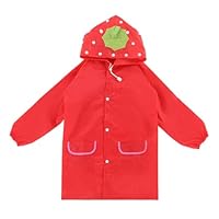 COYUN Poncho De Lluvia Para Niños Chubasquero Reutilizable Grueso Chaqueta De Poncho De Lluvia Poncho Impermeable Para Niñas Gorro de conejo (Rouge)