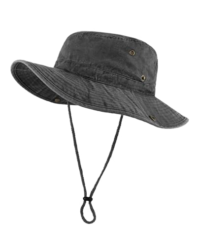 Image of Zylioo XXL Boonie Sun Hat for Big Heads, Washed Wide Floppy Brim Hiking Hat with Chin Strap, Cooling Safari Fishing Hat