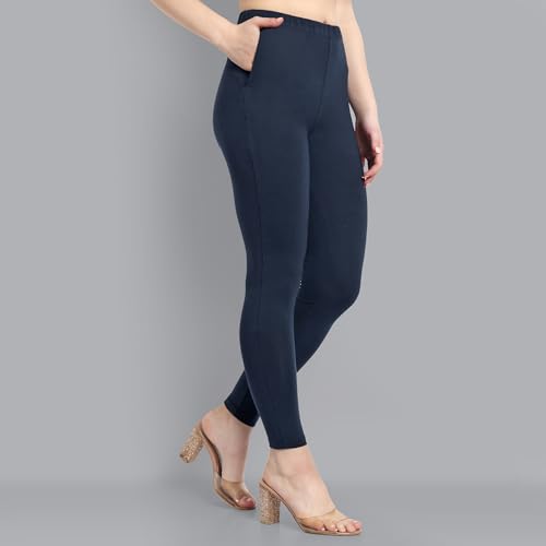 Image of ONE SKY Women Full Length Leggings | Cotton Modal Spandex Blend | High Waist Stretchable & Bio-Washed Fabric | Colour-Lock Technology | Comfortable Leggings for Women