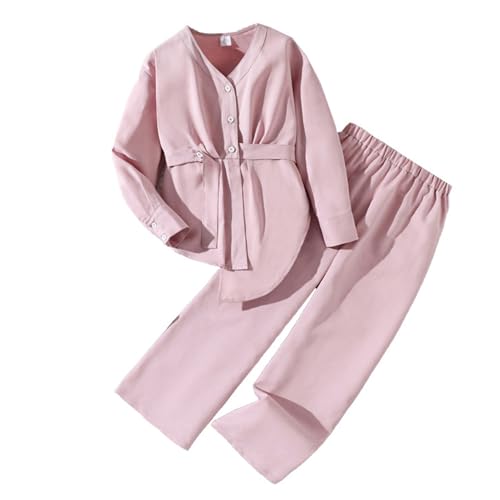 Survêtement fille avec chemisier mode et pantalon ample ensemble deux pièces automne pour enfant