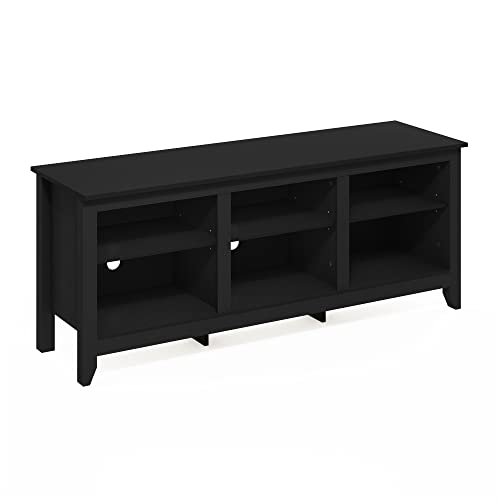 Image of Furinno Jensen TV Stand for TV up to 65 Inch, 2-Tier Black Entertainment Center, TV Console with Cable Management, for Living Room, Bedroom, Dark Americano
