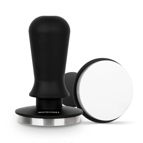watchget 58mm Espresso Coffee Tamper 30lbs Double Spring Loaded Tamper Barista Calibrated Coffee Tamper Fits 58mm Portafilter Espresso Machine Anodized Aluminum Handle and Stainless Steel Flat Base