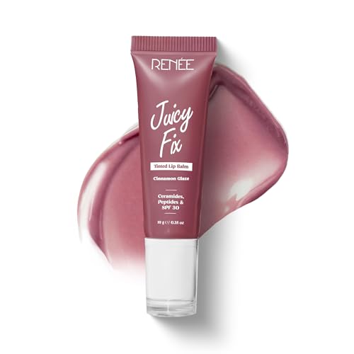 Image of RENEE Juicy Fix Tinted Lip Balm- Cinnamon Glaze | Shiny, Glossy Finish | Protects Lips With SPF 30 | Repairs & Nourishes Dry, Flaky Lips | With Peptides, Ceramides & Hyaluronic Acid | 10 g