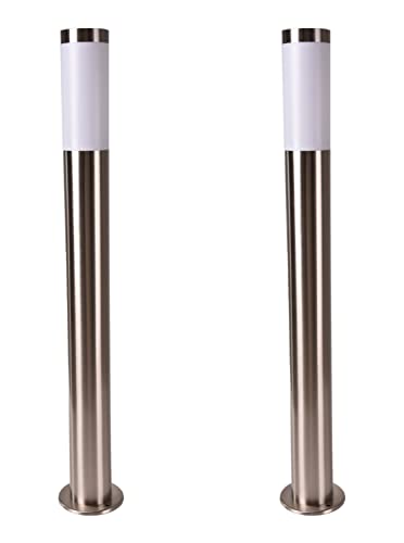 Novatool 2X Gartenlampen I 80 cm I Edelstahl I IP44 I E27 Sockel I Gartenleuchten Stehlampen Säulenlampen außen Außenlampen Aussenleuchten...