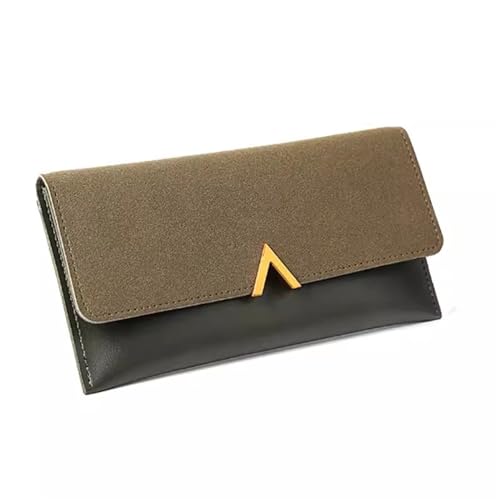 JXXUIRUIEEN Cartera Mujer Larga Simple Delgada De Cuero Vintage Tarjetero Carteras para Mujeres(Dark Green)