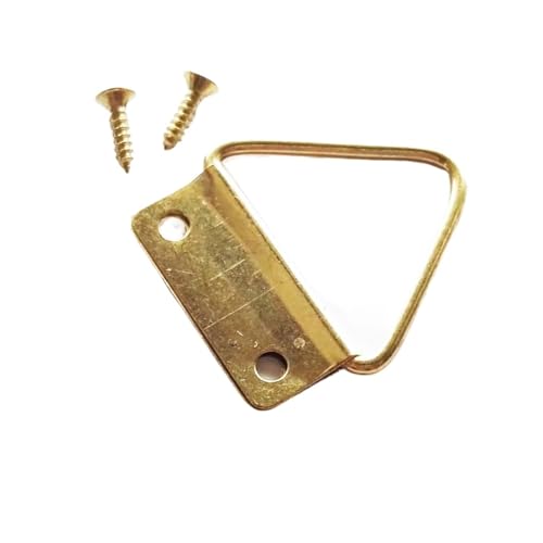 Image of CHATROOM 50pcs Golden Triangle D-Ring Photo Picture Frame Hanger Hang Oil Painting Mirror Art Work Hooks Double 2 Holes with Screws(B 24x31mm)