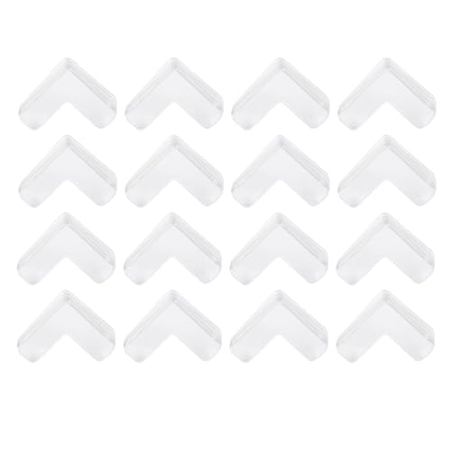 Table Corner Protectors for Furniture - Silicone Corner Guards Self-Adhesive, 16 Pcs - Clear Furniture Corner & Edge Safety Bumpers - Sharp Edge Protector Pads for Desk, Glass Tables, L Shape