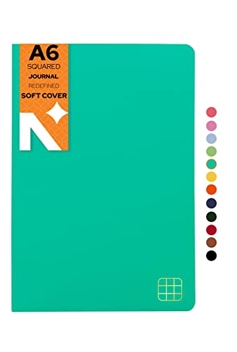 Image of NEORAH -A6 Checked Notebook (Square Ruling) SOFT COVER Organiser REFILL | 110 GSM | 160 pages (Size 14.8 cm x 10.5 cm) Planner Journaling Writing Note Taking Diary,Travellers Journal- Teal