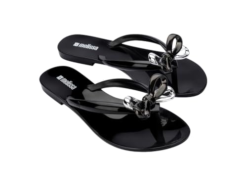 Melissa Harmonic Eclipse Womens Fashion Sandals - Dressy Flip Flops with Metallic Bow - Lightweight PVC, Flexible Design - Summer Sandals for Women, Flat & Flexible2