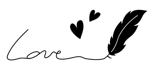 Artemio ARTHC724 Love Tampon C Texte avec Plume Bois Multicolore 2,6 x 2,5 x 5,7 cm