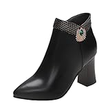 stivali donna stiletto tacco alto stivaletti corti casual con fibbia a punta (37,nero)