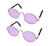 YAODHAOD Lunettes de Soleil Pet Dog Cat, Lunettes de Soleil Classiques Princesse Rondes en Métal Prince Princesse Katie Katie Accessoires de Photo Jouets (2 pièces) (8CM, Violet)