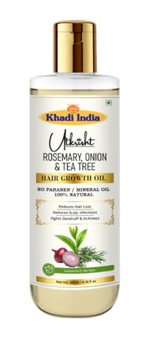 Image of Khadi Rosemary & Onion Hair Oil 200ml | Herbal Oil For Hair Growth, Dry & Frizzy Hair | Non Sticky, Paraben & Mineral Oil Free | Suitable for All Hair Types | Daily Use for Men & Women