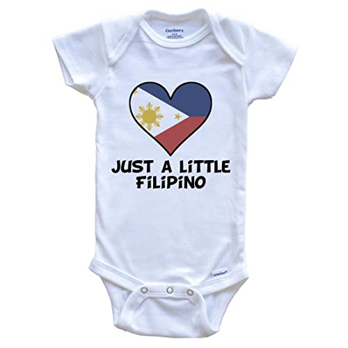 Really Awesome Shirts Just A Little Filipino One Piece Baby Bodysuit - Funny Philippines Flag Baby Bodysuit, 3-6 Months White