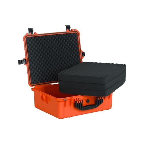 Image of MEIJIA All Weather IP67 Waterproof Hard Camera Case,Hard Protective Case,Hard Case with Customizable Foam,Fit Use of Drones,Camera,Equipments,Pistols(Orange,20.62 x16.85x8.11inches)