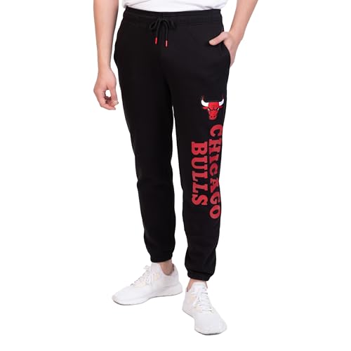 Ultra Game Men's NBA Official Super Soft Team Jogger Sweatpants, Chicago Bulls, Black, XXX-Large