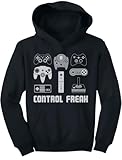 Tstars Control Freak Gamer Hoodie for Kids | Video Game Gift for Boys, Teens, and Console Fans | Gaming Pullover Medium Black