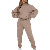 amropi Chándal de Mujer Sudadera Pullover de Lana y Pantalones