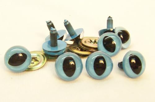 Sassy Bears 12mm Light Blue Cat Safety Eyes (10 Pairs) for Bears Dolls Puppets Crafts