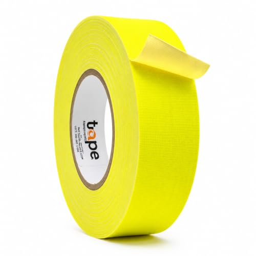 WOD Gaffer Tape, Fluorescent Yellow Low Gloss Finish Film, 2 inch x 60 ft. Residue Free, Non Reflective Cloth Fabric, Secure Cords, Water Resistant, Photography, Filming Backdrop, Production