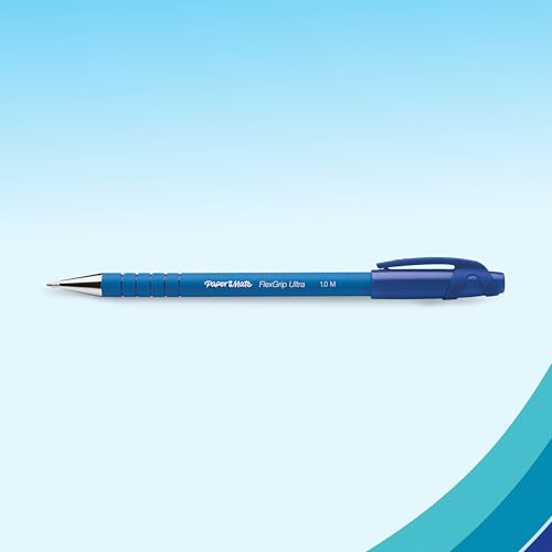 Paper Mate Flexgrip Ultra-Kugelschreiber mit Kappe | mittlere Spitze (1,0 mm) | blau stifte set | Schulsachen und bürobedarf | 12er-Box