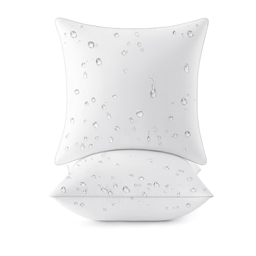 MIULEE Pack of 2 20x20 Outdoor Pillow Inserts Waterproof Decorative Square Throw Pillow Inserts for Patio Sofa Garden Porch Couch