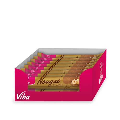 Viba Classic Nougat Stange 16 x 50 g Zartschmelzender Haselnussnougat mit 34% Haselnüssen Vorratspack