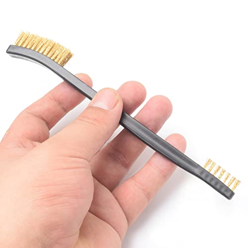 Image of Small Wire Brush Set - Brass /Stainless Steel /Nylon Brushes for Cleaning Rust Removal, Dirt, Paint Scrubbing Wire Brush Set Double-Ended Cleaning Pick (8 Pieces)