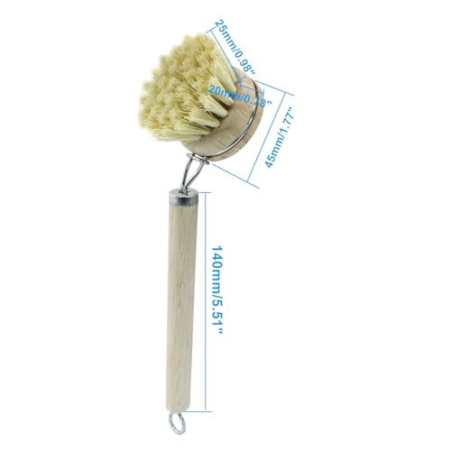 Image of 8 Pcs Wooden Dish Brush with Wooden Handle, Natural Wooden Scrub Brush Kitchen Brush(7 Pcs Dish Brush + 1 Pc Handle)