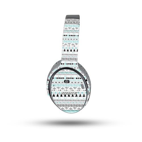 Image of MightySkins Carbon Fiber Skin Compatible with Bose QuietComfort 35 II Headphones - Turquoise Tribal | Protective, Durable Textured Carbon Fiber Finish | Easy to Apply