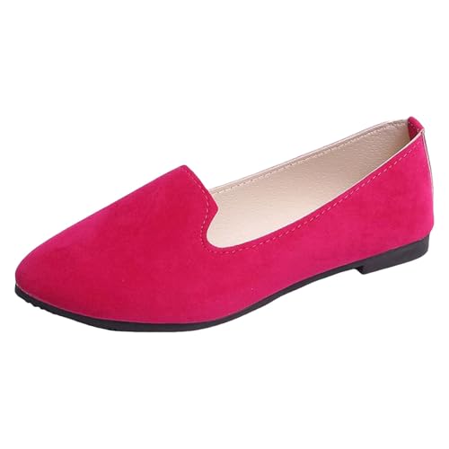 Women's Pointed Toe Ballet Flat Shoes Casual Office Work Shoes Slip-on Comfortable Lightweight Loafers Fashion Soft Solid Color Classic Simple Suede Ballerina Flats Dress Shoe