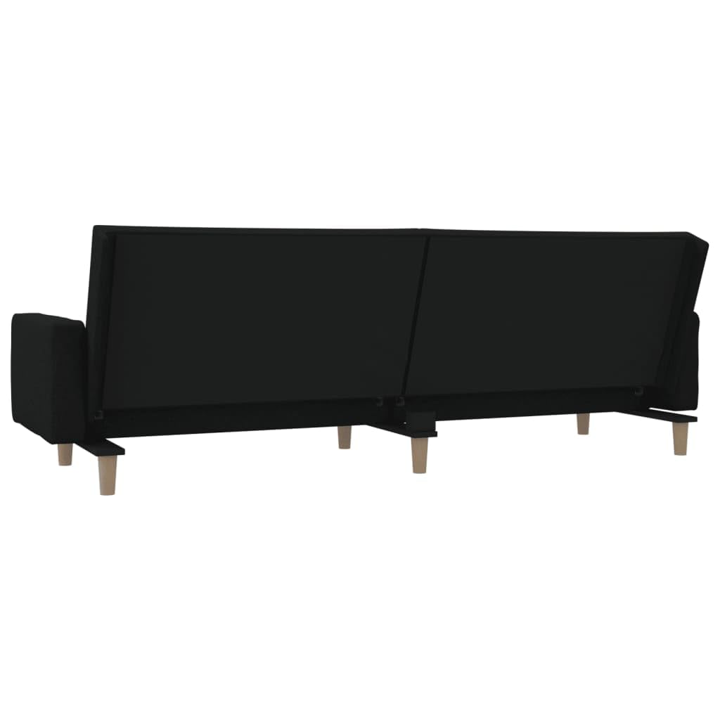 Sofá cama de 2 plazas con función de sueño, incluye 2 almohadas, sofá plegable de tela, color negro, 220 cm