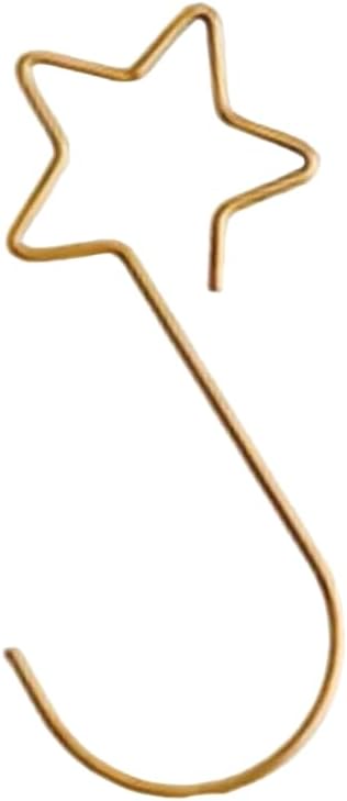 APXXAIBO Christmas Metal Hooks Bulk Set - 100pcs Colorful S-Hooks for Holiday Decorations, OPP Bag Packaging (Wholesale Ready) (Star Gold 100pcs/bag)