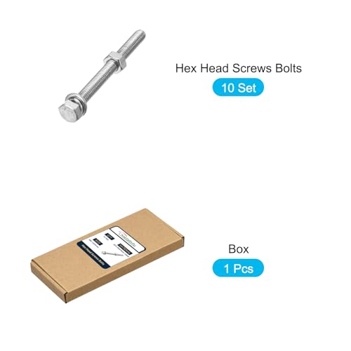 Image of METALLIXITY Hex Head Screws Bolts, Nuts, Flat & Lock Washers Kits (M6-1x65mm) 10 Set, Stainless Steel Fully Threaded Machine Screws Bolt Set - for Home Appliance Equipment