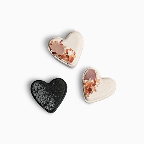 Product Image of the LA SALT CO Bath Bomb Love Gift Set, Crystal Heart-Shaped Bath Bombs, Set of 3 | Jasmine, Vanilla, Plumeria + More | Made with Natural Ingredients + Pure Essential Oils, Cruelty-Free, Made in USA