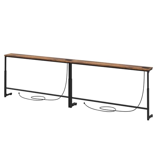 Kitstorack 94.5' Extra Long Behind Couch Table, Adjustable Height Narrow Console Table with 2 Power...
