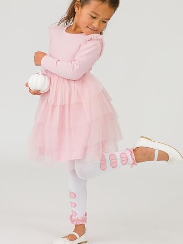 Image of RuffleButts Baby Girls Patterned Footless Ruffled Tights - Ruffle Tights | For Female Infants And Toddlers, Everyday Wear, Special Occasion Outfits, Layering Essential