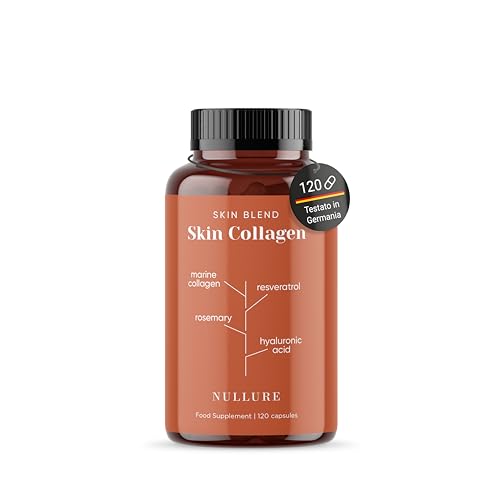 Nullure Collagene Marino con Acido Ialuronico Coenzima Q10 Complex | Pelle · Articolazioni · Ossa | Collagene Idrolizzato + Acido Ialuronico + Vitamina C + Magnesio + Resveratrolo | 120 capsule