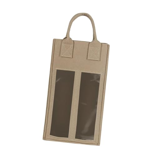 Milageto 2 Botellas Bolsa de Regalo de Vino Tote Bolsa de Vino de champán portátil Reutilizable para 2 Botellas para Fiestas Viajes de Boda, Beige