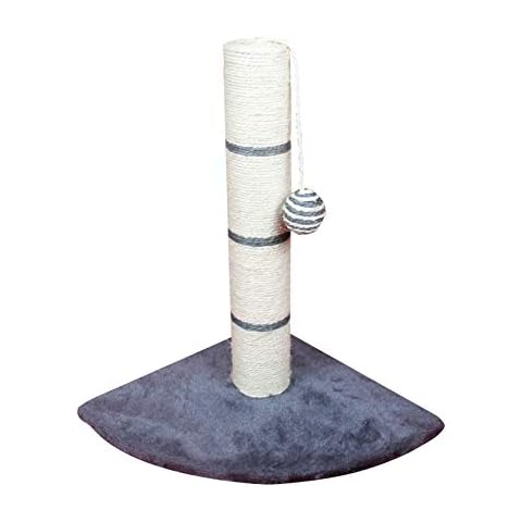 Aliza Cat Scratching Post with Furry Ball Toy - With Corner base - Natural Sisal - and Faux Fur Material Cover