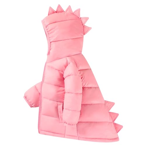 HILEELANG Baby Toddler Boy Girl Winter Dinosaur Hooded Puffer Jackets Coats Warm Zip-UP Padded Outerwear
